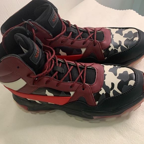 Mazino Wonderstone Sneakers Fashion Camo Sz 11 Mens High Top Burgundy 175 - Picture 9 of 15